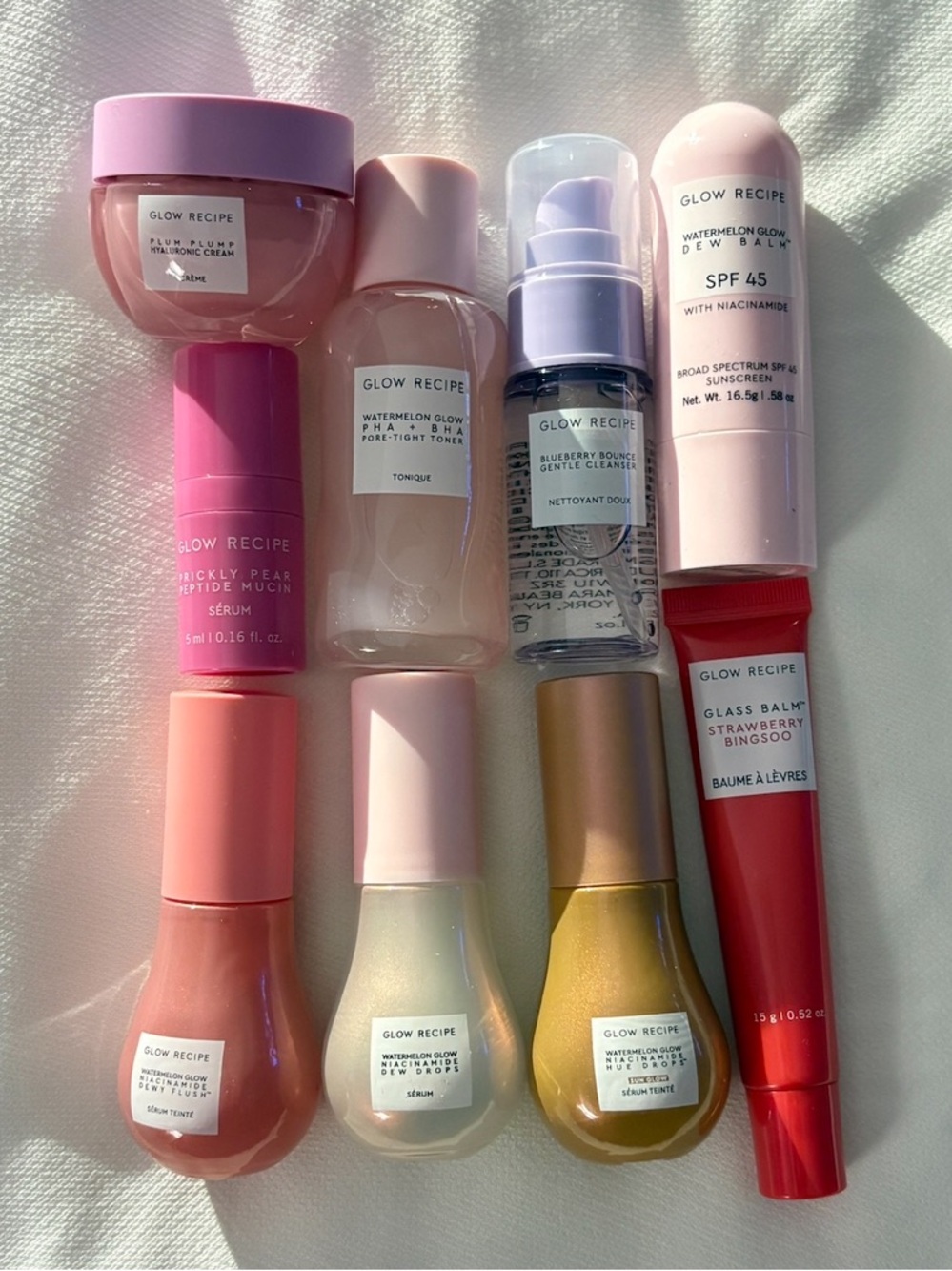 Glow Recipe Skincare Set in Travel Pouch 9 Minis Cleanser Serums Blush NEW NWT - Picture 3 of 5